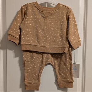 Cloud Island Tan Baby 2-pc Set with White Dots Size 3-6 Months